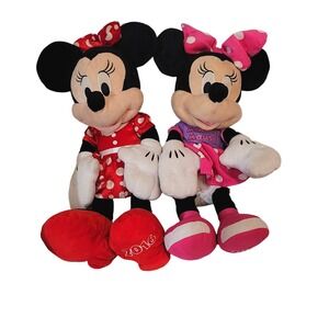 Disney Minnie Mouse 2016 Plush Dolls 2‎ Pack Red Pink Polka Dot Outfit Toys